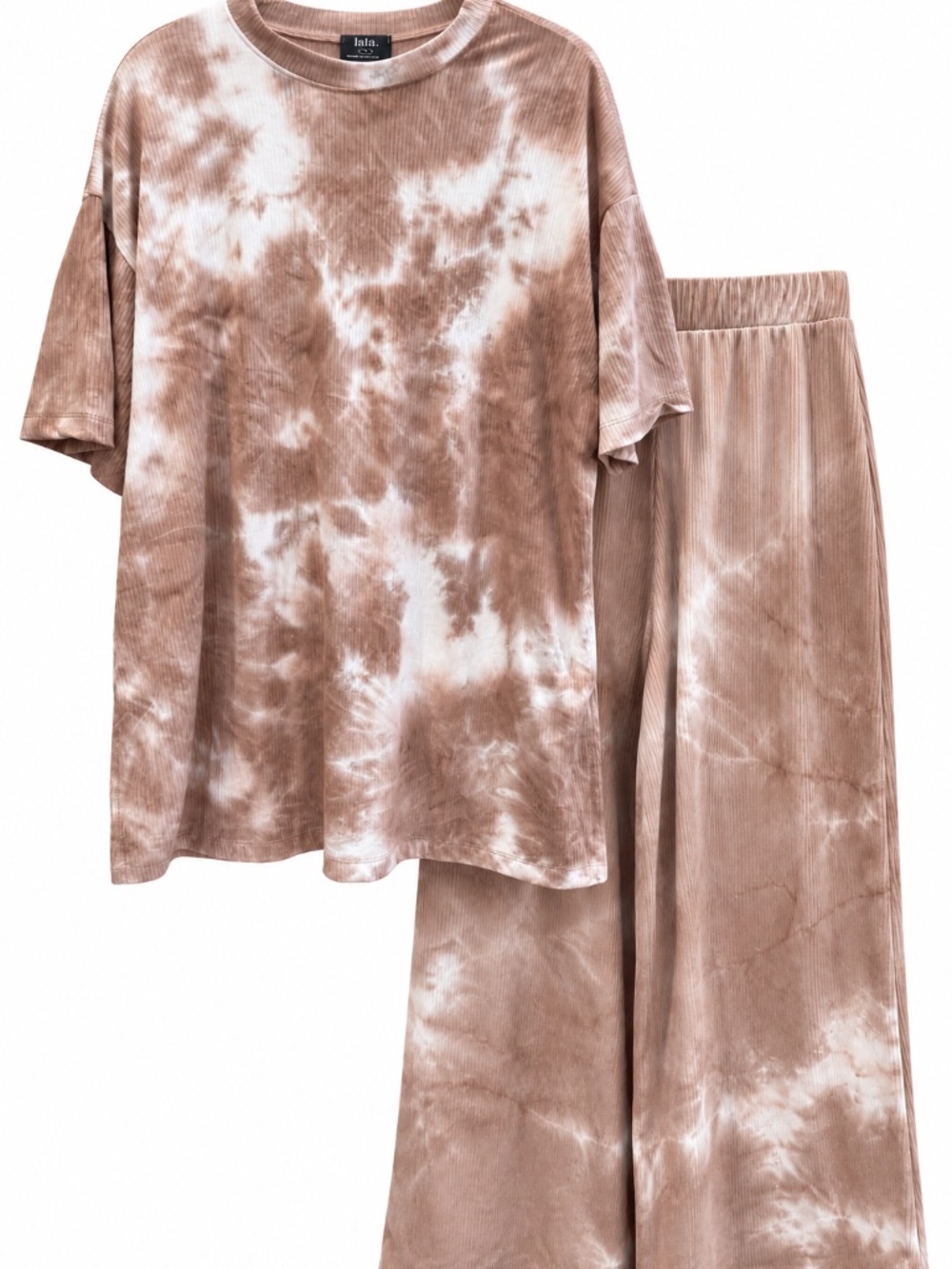 Dressed in Lala Tie Dye Ribbed Top & Wide Leg Pants Set S